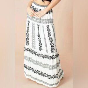 NWT Hale Bob Embroidered Boho Floral Maxi Skirt